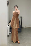OUDE WAAG Washing Cowboy Deolition Dress OW-23SS-DS03 reddish brown